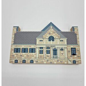 Vintage 1995 The Cat's Meow Fogg Library Wooden Block House Signed Joline